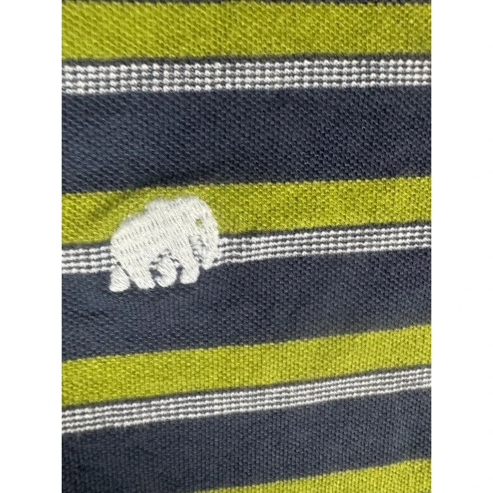 Banana Republic Polo Shirt Mens XL Navy Green Striped Cotton Pique Elephant Logo